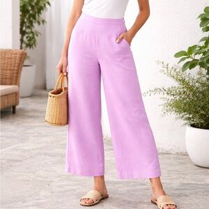 High-Rise Wide-Leg Pants in Lavender for Women